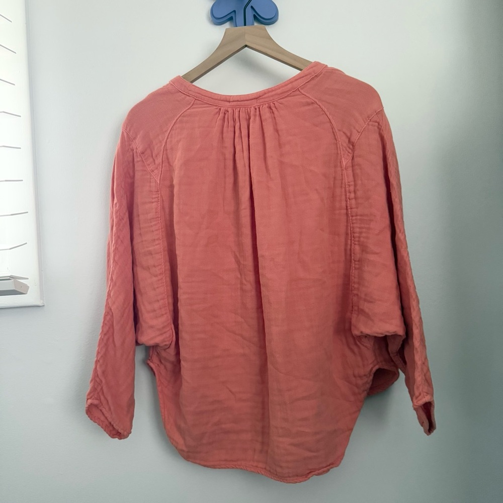 Free People CP Shades Small Swing Top Coral‎ Orange Gauze Cotton Relaxed Boho - Picture 4 of 8